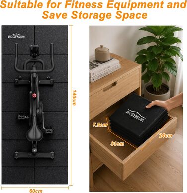 Walking Pad килимок для бігової доріжки, антиковзкий, шумоізоляційний, з високощільним PVC 140x60x0.6 см