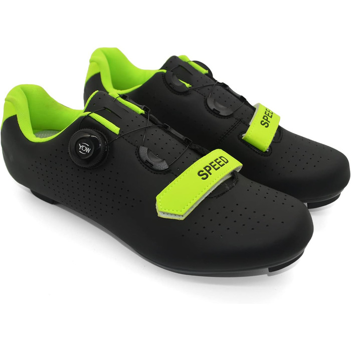 Велосипедні туфлі для їзди по пересіченій місцевості та шосе, сумісні з SPD/SPD-SL, для чоловіків та жінок (42 EU, Чорний/Зелений)