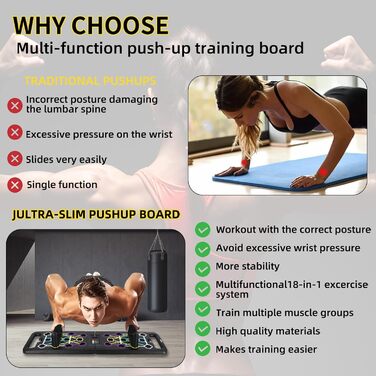 Багатофункціональна дошка для віджимань 24 в 1 з автоматичним лічильником, складаний тренажер для дому та калістеніки, чорний