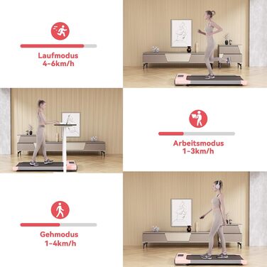 Walking Pad Max - біговий килимок для дому з тренувальним режимом, тихий, з офісним столом, рожевий, 90 см