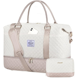 Спортивна сумка LOVEVOOK для жінок з відділенням для взуття, ручна поклажа, сумка для подорожей, вікенд, дуфл, сумка для подорожей, ручна поклажа, клінічна сумка, набір для пологів, для спортзалу, пляжу, сауни, кемпінгу, XL, 2 шт., Бежевий, Ніжний рожевий