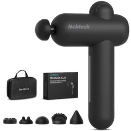 Масажний пістолет Nekteck для спортсменів: перкусійний масажер для глибокого тканинного масажу, 5 швидкостей, 6 насадок, темно-сірий