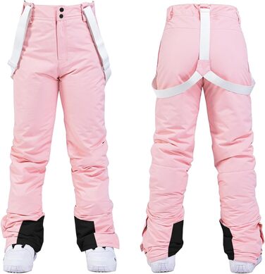WOWULOVELY Жіночий зимовий костюм для катання на лижах, водовідштовхуючий, вітрозахисний, комплект куртки та штанів, ізольований сноубордний костюм, білий (XL, рожевий)