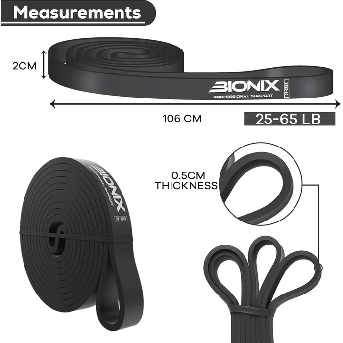 Еластичні стрічки Bionix для фітнесу та силових тренувань (набір, різні рівні опору)