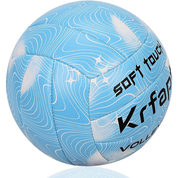 Волейбольний м'яч Krfapt розмір 5, офіційний, Soft Touch, для тренувань, Outdoor/Indoor, водонепроникний, з дизайном Ripples (Blue/Purple/Pink)