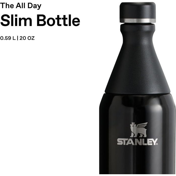 Термос Stanley 1913 All Day Slim 0.6л Чорний - нержавіюча сталь, зберігає холод до 6 год, лід до 11 год, без BPA, герметичний, можна мити в посудомийці