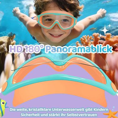 Дитячі окуляри для плавання Vvinca 2 шт. (3-14 років), помаранчево-зелені/лілові, антифог, UV-захист, герметичні