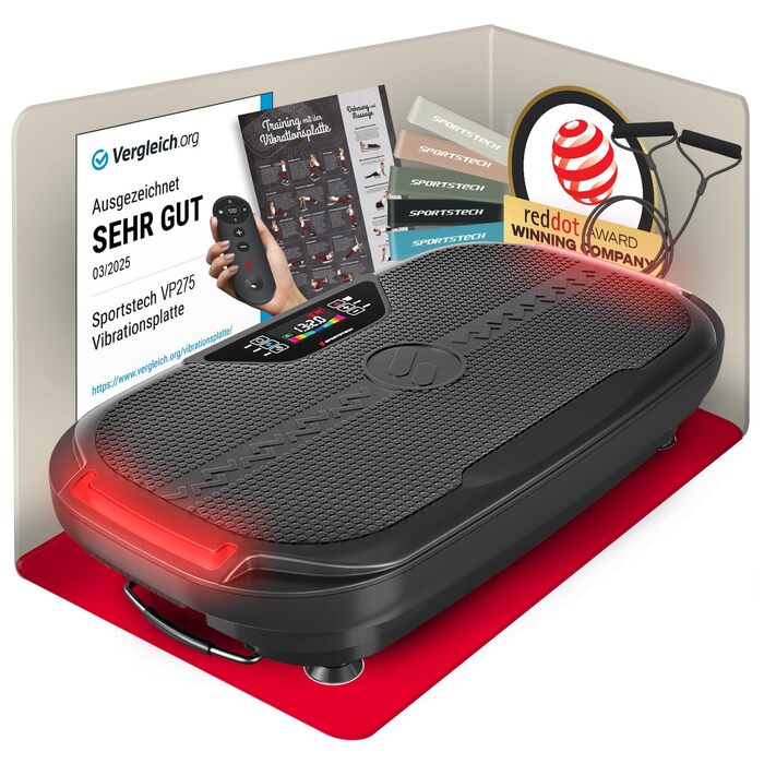 Платформа для вібраційного тренування Sportstech VP250/VP275 - для дому, тихий мотор, 180 рівнів інтенсивності