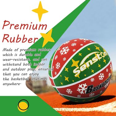 Баскетбольний м'яч Senston, розмір 7, з насосом, для гри на вулиці, антиковзаюча поверхня, відмінне зчеплення (червоний & зелений)