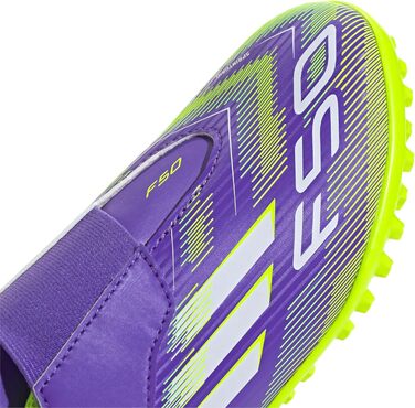 Дитячі футбольні бутси adidas F50 Club Hook and Loop для гри на траві, розмір 34 EU, фіолетовий/білий/лимонний