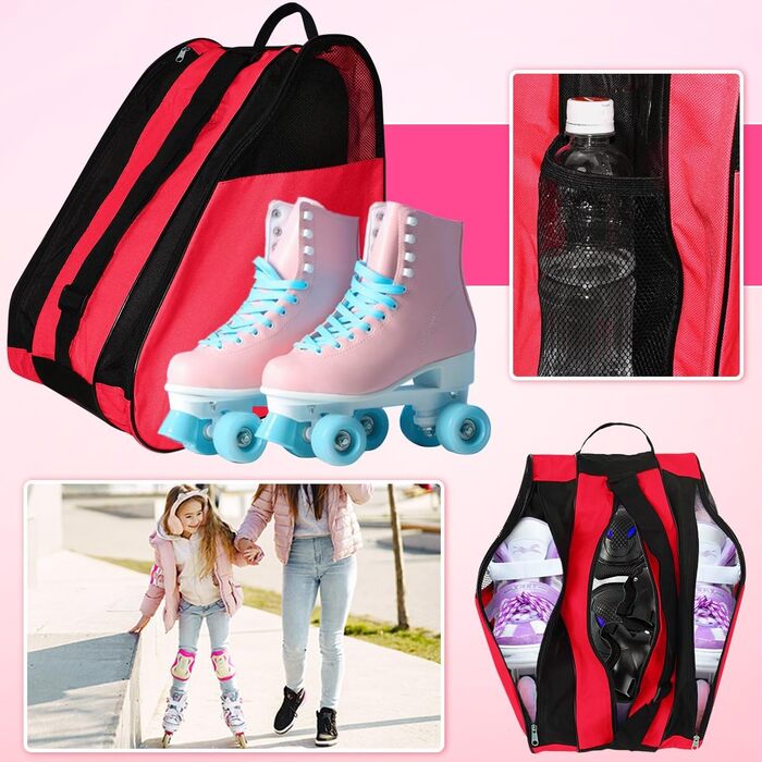 Сумка для роликових ковзанів, роликових ковзанів, ковзанів для льоду, сумка для ковзанів, червона, для жінок та чоловіків