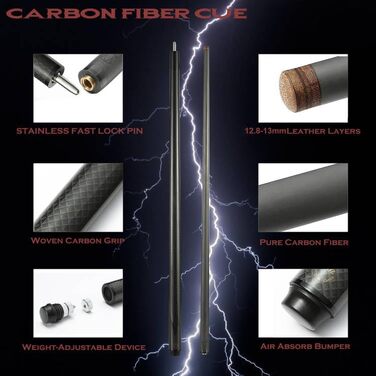 Більярдний кий CROWN ME з карбону, 12.5 мм наконечник, більярдний кий