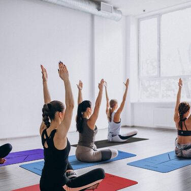 Йога-мат Yoga World Alignment, нековзкий TPE, екологічний, 183×66 см, для пілатесу та домашніх тренувань
