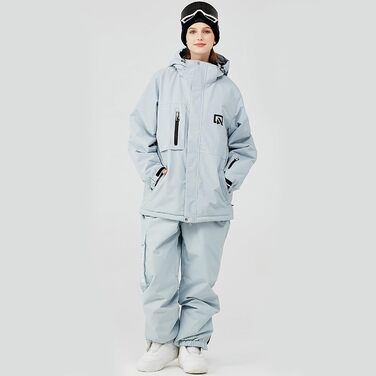 Комплект зимового костюма HOUZONIY: куртка та штани для катання на лижах та сноуборді, водонепроникний, знімний капюшон, кольори: зелений, чорний, блакитний (XXL)