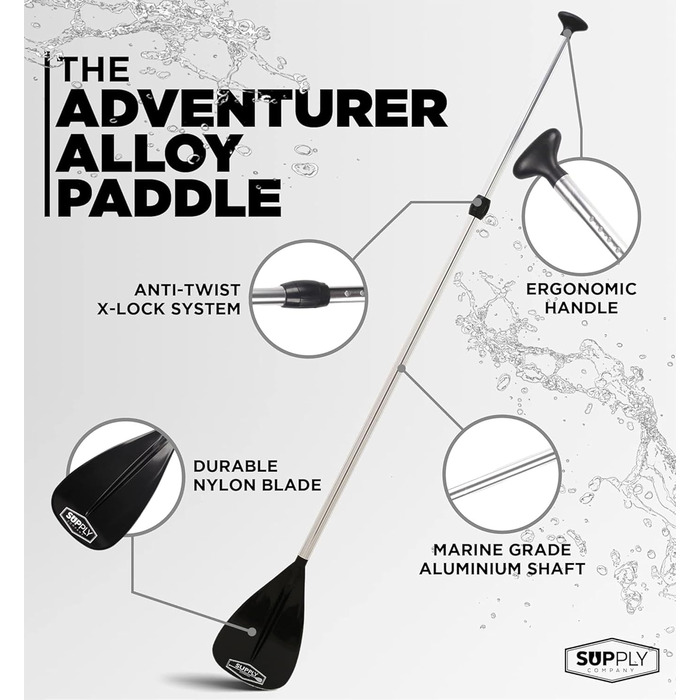 SUP Supply – трисекційне весло для SUP-борду, регульоване алюмінієве плаваюче весло, легке, міцне, складане для подорожей, сіре