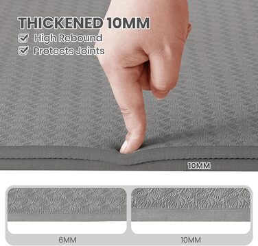 Йога-мат Good Nite для жінок, нековзний, з ременем, TPE, 10 мм, 183x61 см, сірий – килимок для йоги, пілатесу, фітнесу