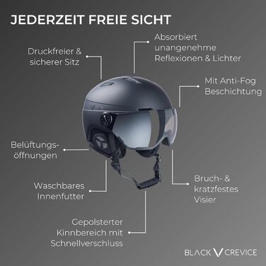 Шолом гірськолижний Black Crevice Calgary з візором, Gun mat/Silver, S/M (54-57 см)