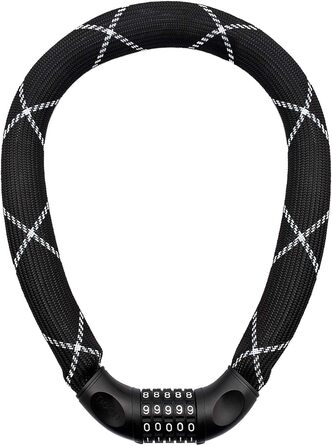 Замок для велосипеда Nean з кодовим замком, висока безпека, міцна тканинна обгортка, 6 x 6 x 900 мм, чорний