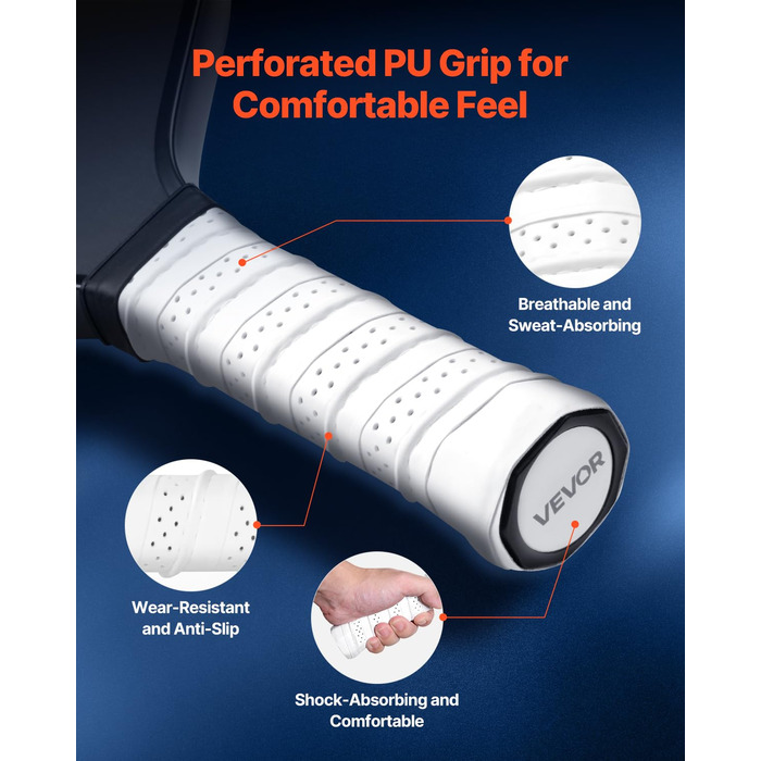 Pickleball-ракетка VEVOR з вуглецевим покриттям T700 та сотовою структурою, професійна ракетка для піклболу для дорослих, чорна