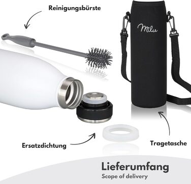 Термос Milu з нержавіючої сталі, 1 л, ізольована, для газованих напоїв, білий