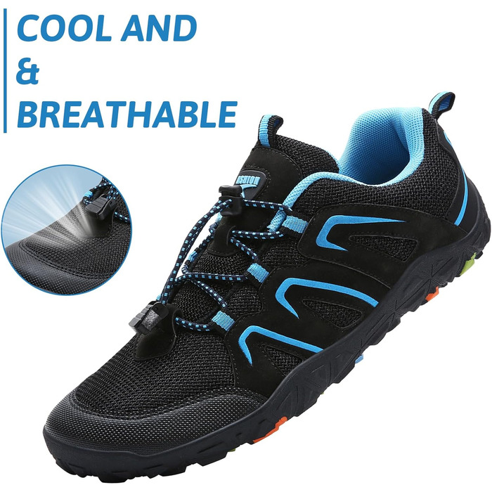 Дитячі трекінгові черевики Littleplum для хлопчиків, підошва для босоногих, дихаючі, антиковзні, чорно-сині, 35 EU