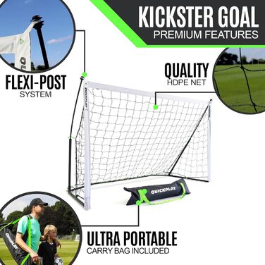 Футбол ворота QUICKPLAY KICKSTER портативні 2.4x1.2м - для дітей та дорослих, швидкозбірні, для саду та вулиці + сумка