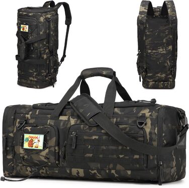 Спортивна сумка 50L для чоловіків 3-в-1 з відділенням для мокрого одягу та взуття, рюкзак, дорожня сумка, валіза ручної поклажі, для тренувань, залу, плавання, подорожей (Чорний CM)