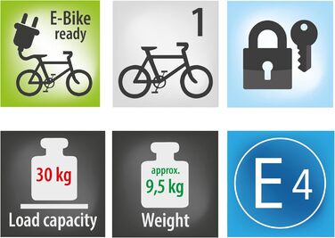 Велосипедний багажник EUFAB AMBER 1 для 1 велосипеда, E-Bike сумісний, для причепа, частково зібраний, чорний