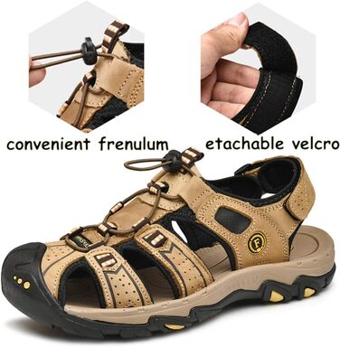 Чоловічі трекінгові сандалі LVPTSH: шкіряні літні кросівки для активного відпочинку та прогулянок, 44 EU, світло-коричневі