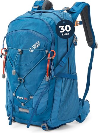 Туристичний рюкзак Terra Peak Flex 30L з вентиляцією спини, дощовиком і тримачем для питної системи – середній преміум-рюкзак для походів, 3D Air Mesh, поясний ремінь