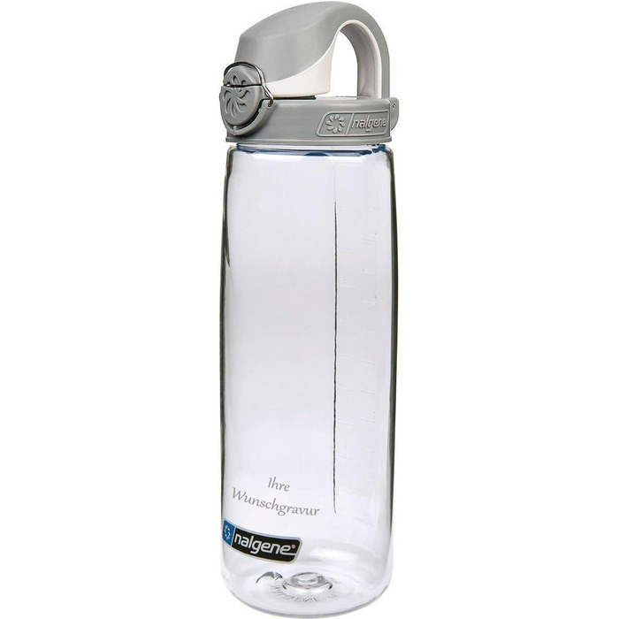 Пляшка для води Nalgene Everyday OTF 700 мл, пластикова, прозора з сіро-білою кришкою, з іменною гравіюванням