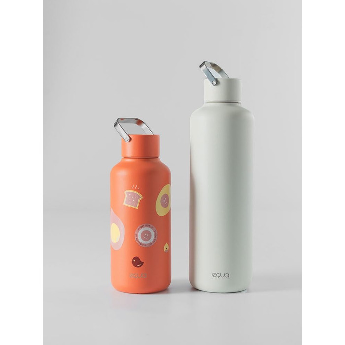 Пляшка для води EQUA Timeless, нержавіюча сталь, 1000 мл, BPA-free, герметична, довговічна, багаторазова, 600 мл, Sunny Side Up