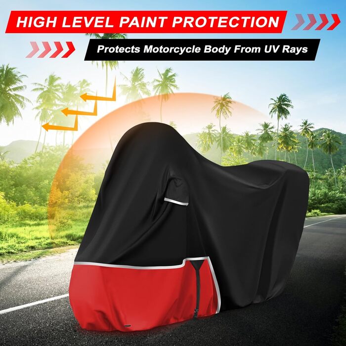 Водонепроникний чохол для мотоцикла Piaggio MP3 400/500 (з кофром), чорний та червоний, 420D Oxford