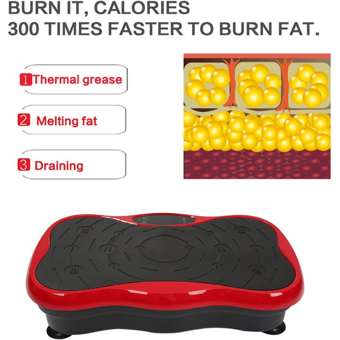 Вібраційний тренажер для тіла з Bluetooth та USB, тренувальні стрічки, пульт дистанційного керування (чорно-червоний)