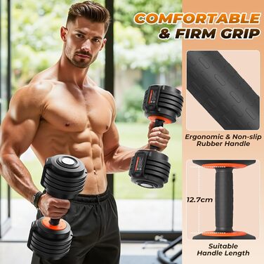 Sportneer Регульовані гантелі 2 шт. - набір, 5-в-1 (2/4/6.5/9/11 кг), обладнання для фітнесу вдома з антиковзним покриттям, набір регульованих гантелей для чоловіків та жінок 11 кг x2
