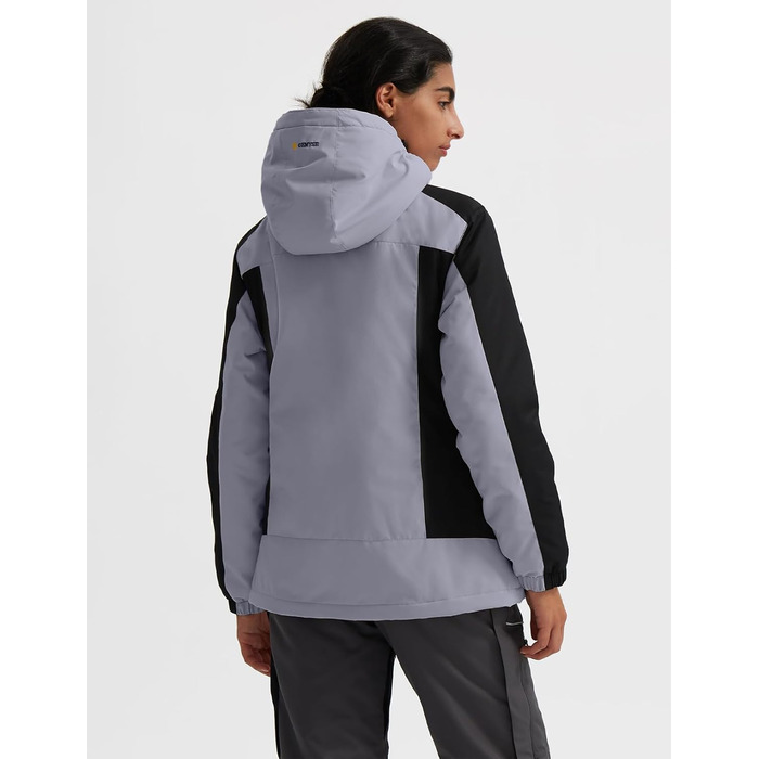 Жіноча лижна куртка GEMYSE: водонепроникна, вітронепроникна, з флісовою підкладкою, для активного відпочинку на снігу (XXL, Чорно-сірий)