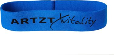Фітнес-стрічка ARTZT vitality Theraband Loop Textil, текстильна, середня жорсткість, 30 см, для тренування рук, ніг, сідниць і пресу, синя, вироблено в Німеччині