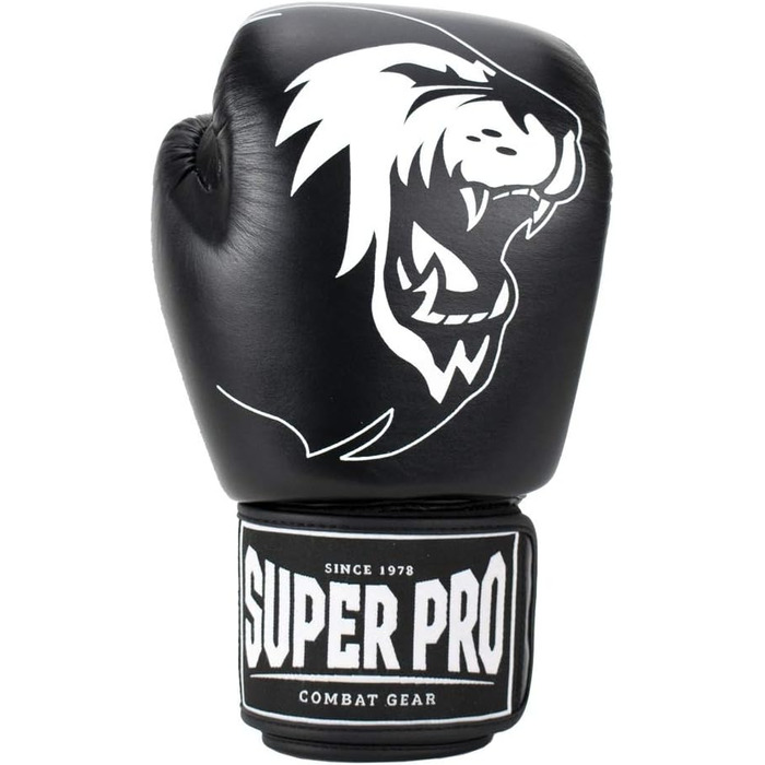 Боксерські рукавички Super Pro Warrior для дорослих, унісекс, чорні/білі, 10 унцій