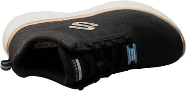 Жіночі кросівки Skechers Flex Appeal 5.0 — Спортивне взуття з дихаючої сітки, чорні з червоно-золотистим декором, розмір 38.5 EU