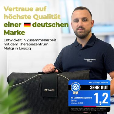 Електрична масажна килимок VitaStretch з льону | 4 програми для спини, плечей, стегон | Функція підігріву, таймер