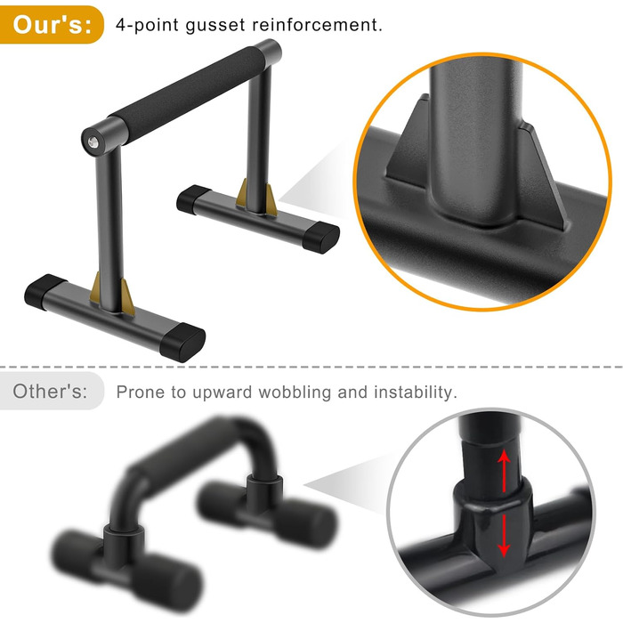 Паралелетки Kipika для віджимань та зворотних віджимань, фітнес-паралелетки для гімнастики, силових тренувань, витримують до 272 кг, регульована висота