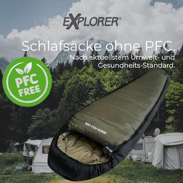 Сплячий мішок Explorer® Northpole 205 RECHTS -3°C до -21°C, 3-4 сезони, для дорослих, водонепроникний, YKK Zip, для кемпінгу та подорожей