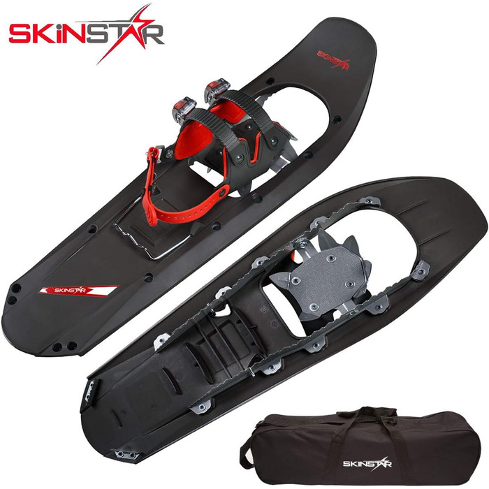 Снігоступи SkinStar 29 дюймів до 130 кг з сумкою, червоні, для снігоступінгу, опціонально з палицями