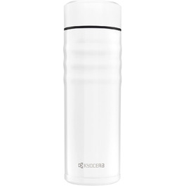 Kyocera TWIST TOP - ізольована пляшка для напоїв з керамічним покриттям, без шкідливих речовин, герметична, легка, стильна, перламутрово-біла, 500 мл
