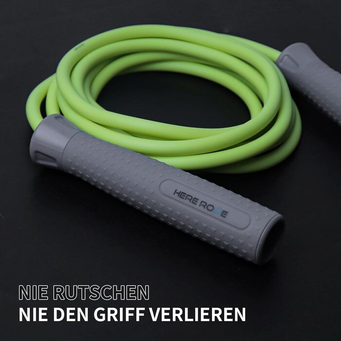 Стрибкове канат HEREROPE з вагами, 8 мм, 360° обертання, регульована довжина, неслизька ручка, для кардіо, HIIT, MMA, зелений