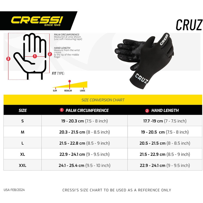 Рукавички для дайвінгу Cressi Cruz, 3 мм, неопрен, чорні, XL/5, антиковзне покриття долоні