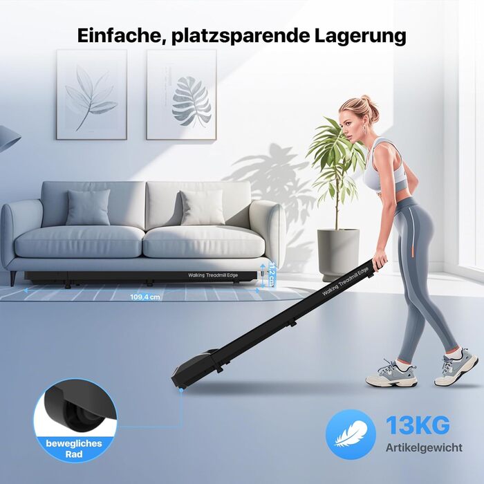 Компактна бігова доріжка Mobvoi Home Walking Pad з дистанційним керуванням, LED-дисплеєм, для дому та офісу, швидкість до 6 км/год, вантажопідйомність 120 кг