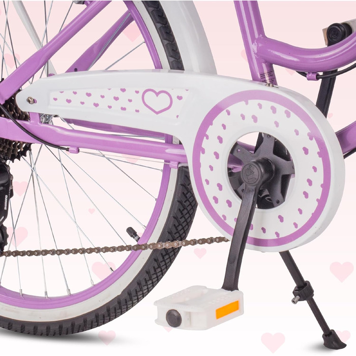 Дівчача дитяча велосипед Sun Baby 20 дюймів, 6 швидкостей Shimano, регульоване сідло, біло-золотий колір (24 дюйми, фіолетовий)