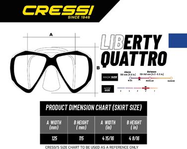 Маска для снорклінгу Cressi Liberty Quattro - унісекс, чорний/сапфіровий/срібний