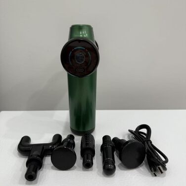 Масажер для тіла, пістолет для масажу з 6 швидкостями та 6 насадками, LCD-екран, для спини, плечей, ніг (зелений) V1-grün